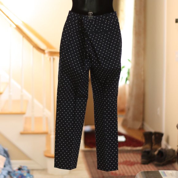J. CREW Navy Blue and White Polka Dot Capri Pants - Picture 2 of 4
